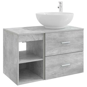 vidaXL Set de mobilier pentru baie 2 pcs Gri Beton Lemn prelucrat