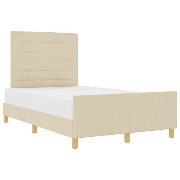 vidaXL Cadru de pat cu headboard Crem 160 x 200 cm țesătură