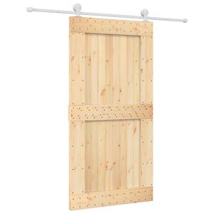 vidaXL Ușă glisantă Natural și Alb Lemn de Pin Solid (Nefinisat)