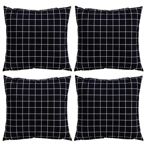 vidaXL Perne decorative &Icirc;n carouri 4 pcs Carouri Negre 40 x 40 cm