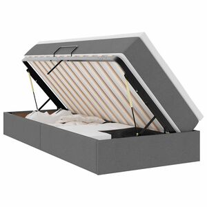 vidaXL Pat cu saltea și spațiu de depozitare Gri &icirc;nchis 90 x 190 cm