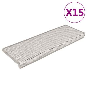 vidaXL Covoraș scări autoadeziv 15 buc platină 65x21x4 cm aspect sisal