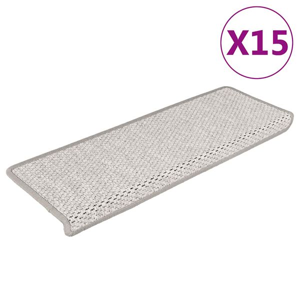 vidaXL Covoraș scări autoadeziv 15 buc platină 65x21x4 cm aspect sisal