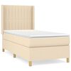 vidaXL Pat box spring cu saltea, crem, 90x190 cm, textil