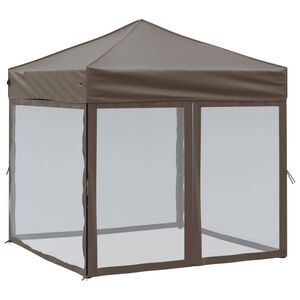 vidaXL Cort pliabil pentru petrecere, pereți laterali, taupe, 2x2 m