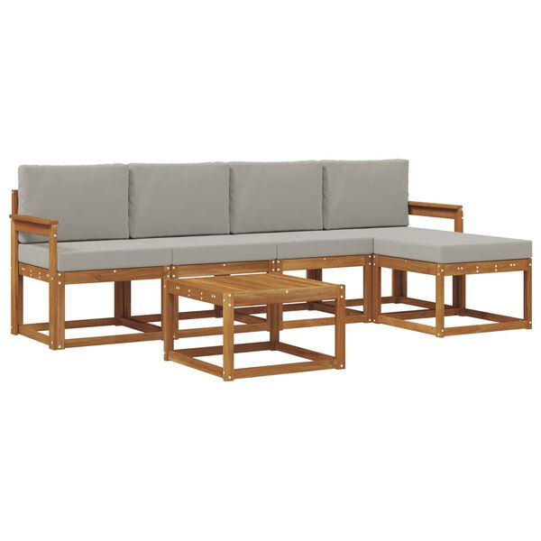 vidaXL Set de canapele de exterior 6 pcs Gri natural și deschis