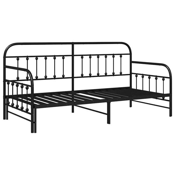 vidaXL Cadru de pat de zi cu headboard Negru 100 x 200 cm Oțel