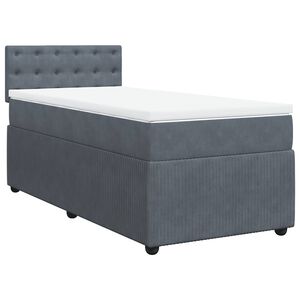 vidaXL Pat box spring cu saltea, gri &icirc;nchis, 80x200 cm, catifea