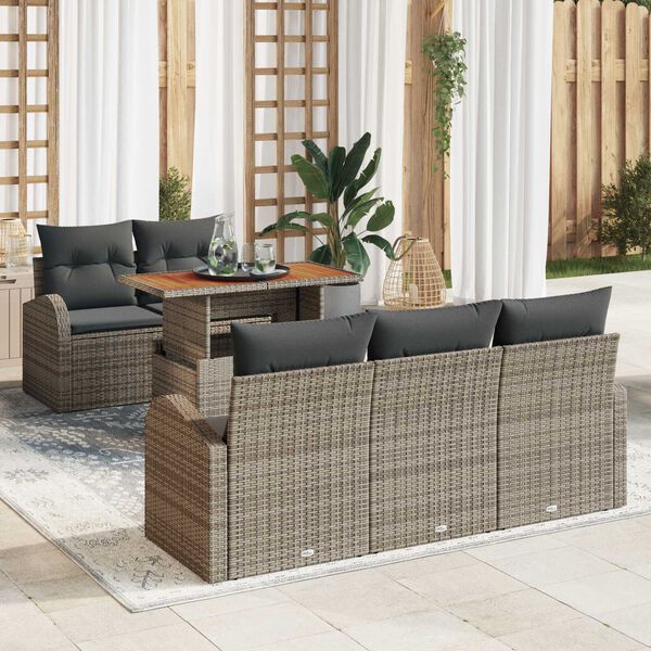 vidaXL Set de canapele pentru grădină 6 pcs Gri Rattan poli