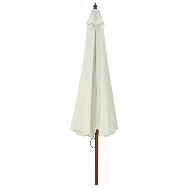 vidaXL Umbrelă soare de exterior, stâlp din lemn, alb nisipiu, 330 cm