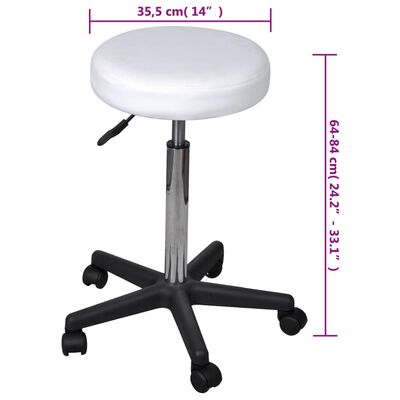 vidaXL Taburete de birou, 2 buc., alb, 35,5x84 cm, piele ecologică