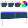 vidaXL Tăblie de pat cu LED, albastru &icirc;nchis, 160x5x78/88 cm, catifea