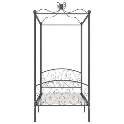 vidaXL Cadru de pat cu baldachin, gri, 90 x 200 cm, metal