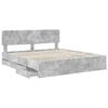 vidaXL Cadru de pat cu headboard Gri Beton 200 x 200 cm Lemn prelucrat