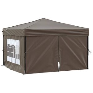 vidaXL Cort pliabil pentru petrecere, pereți laterali, taupe, 3x3 m