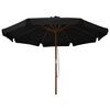 vidaXL Umbrelă de soare de exterior, st&acirc;lp din lemn, negru, 330 cm