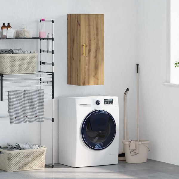 vidaXL Dulap montat pe perete Stejar Artizanal 34,5 x 34 x 90 cm