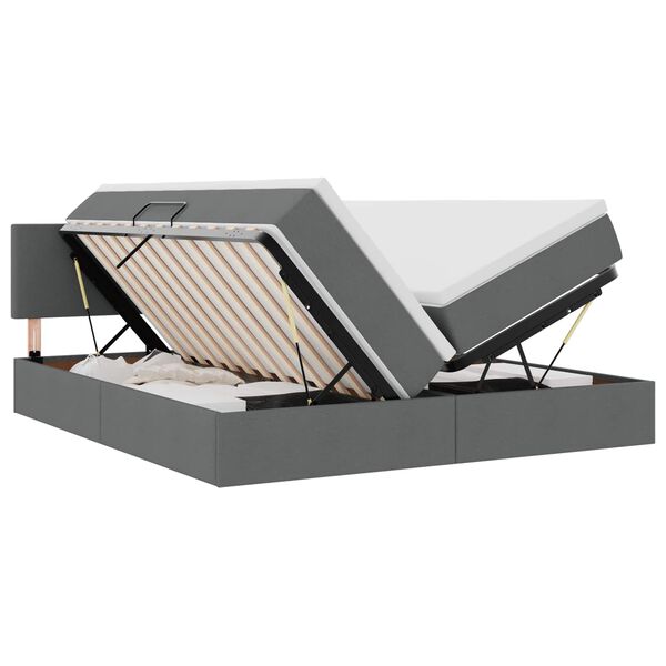 vidaXL Pat cu storage Gri &icirc;nchis 200 x 200 cm Piele artificială