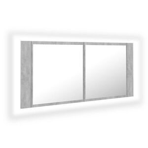 vidaXL Dulap de baie cu oglindă & LED, gri beton, 100x12x45 cm acril