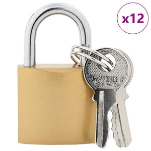 vidaXL U Lock cu Chei 12 pcs Alamă Fier