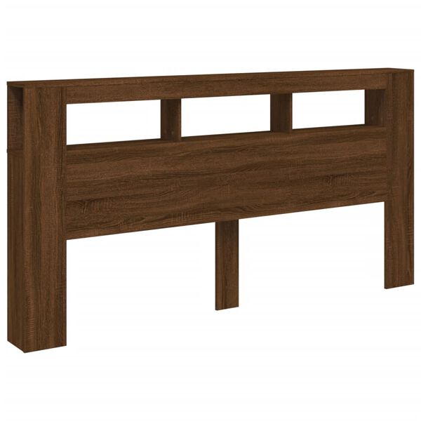 vidaXL Tăblie de pat LED stejar maro 200x18,5x103,5 cm lemn prelucrat