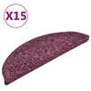 vidaXL Covorașe pentru scări, 15 buc., 56x17x3 cm, violet &icirc;nchis, semirotunde