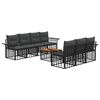 vidaXL Set de canapele de exterior 8 buc. Negru și Gri &icirc;nchis