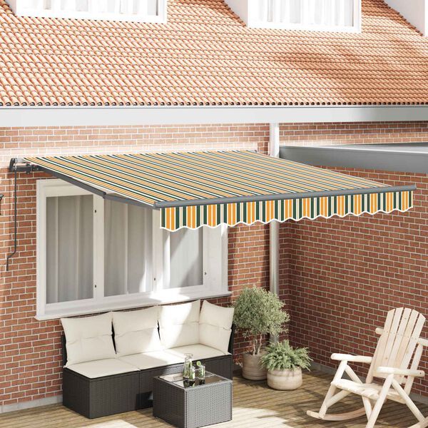 vidaXL Cortina Retractabilă Manual Verde și galben 350 x 250 cm