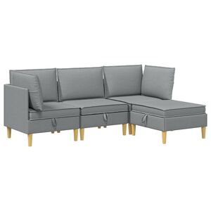vidaXL Set de canapea modulară cu spațiu de stocare 4 buc. Gri deschis