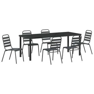 vidaXL Set de masă pentru grădină 7 buc. Antracit