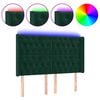 vidaXL Tăblie de pat cu LED, verde &icirc;nchis, 147x16x118/128 cm, catifea