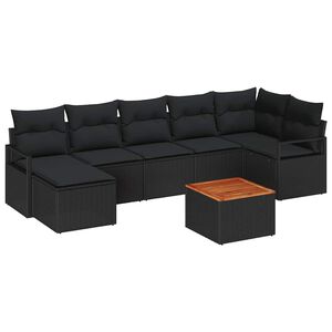 vidaXL Set de canapele pentru grădină 8 pcs Negru poliratan