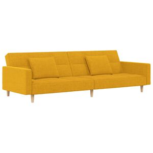 vidaXL Canapea extensibilă cu 2 locuri, 2 perne, galben, textil