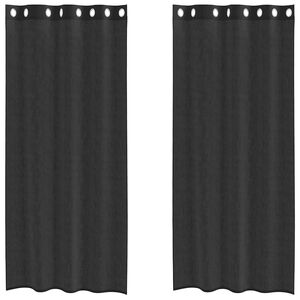 vidaXL Perdele Voile cu Oeli 2 buc Negru 140x225 cm