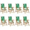 vidaXL Scaune pliante rabatabile, 8 buc., material textil verde și lemn masiv