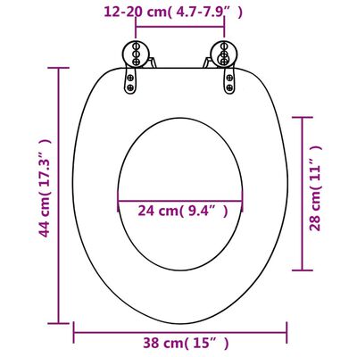 Scaun de toaletă cu capac din MDF, design din porțelan