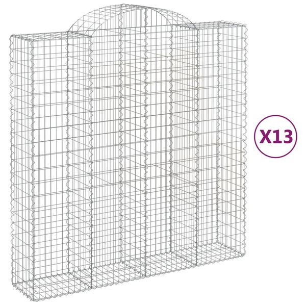 vidaXL Coșuri gabion arcuite, 13 buc 200x50x200/220cm, fier galvanizat