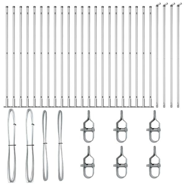 vidaXL Stâlp de gard. Altele 26 pcs Gri 3,2 x 3,2 x 78,5 cm Oțel