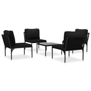 vidaXL Set mobilier de grădină cu perne, 5 piese, negru, PVC