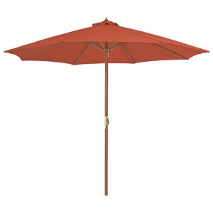 vidaXL Umbrelă de exterior cu st&acirc;lp din lemn, 300 cm, teracotă