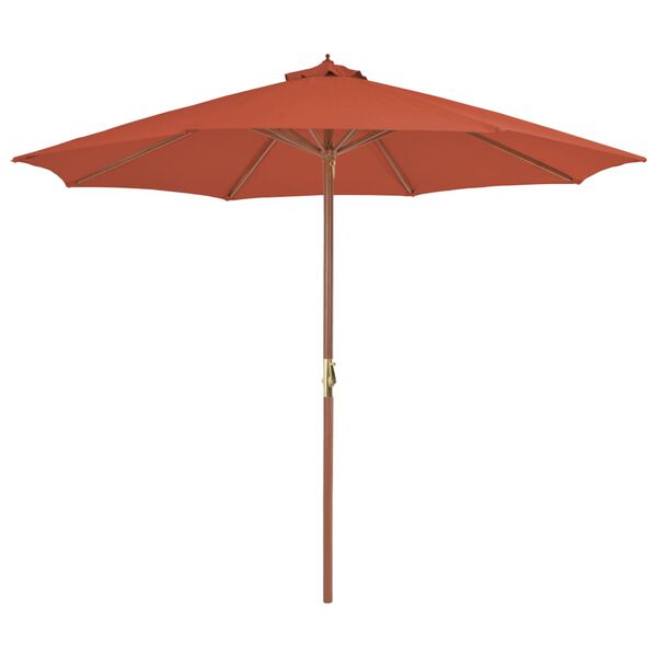 vidaXL Umbrelă de exterior cu st&acirc;lp din lemn, 300 cm, teracotă