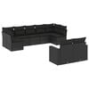 vidaXL Set mobilier de grădină cu perne, 9 piese, negru, poliratan