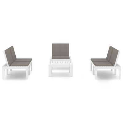vidaXL Set mobilier de grădină cu perne, 4 piese, alb, plastic