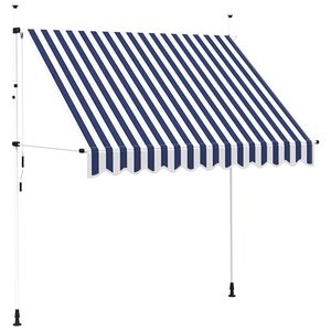 vidaXL Copertină retractabilă manual, dungi albastru și alb, 250 cm