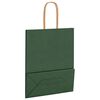 vidaXL Pungi de h&acirc;rtie 50 buc cu m&acirc;nere verde 18x8x22 cm