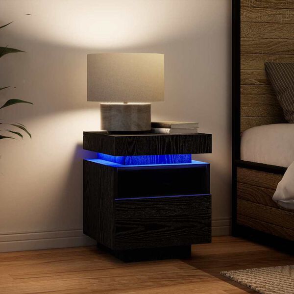 vidaXL Dulap de noapte Stejar Negru 40 x 39 x 48,5 cm Lemn compozit