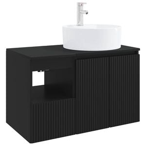 vidaXL Set de mobilier pentru baie 2 buc. Negru Lemn prelucrat