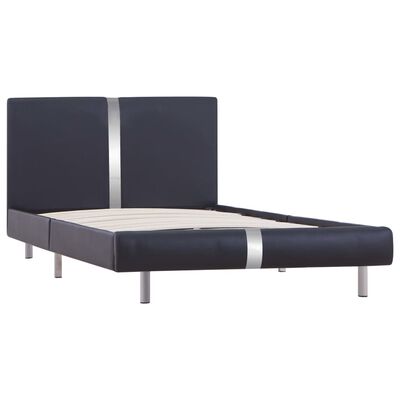 vidaXL Cadru de pat, negru, 90 x 200 cm, piele ecologică