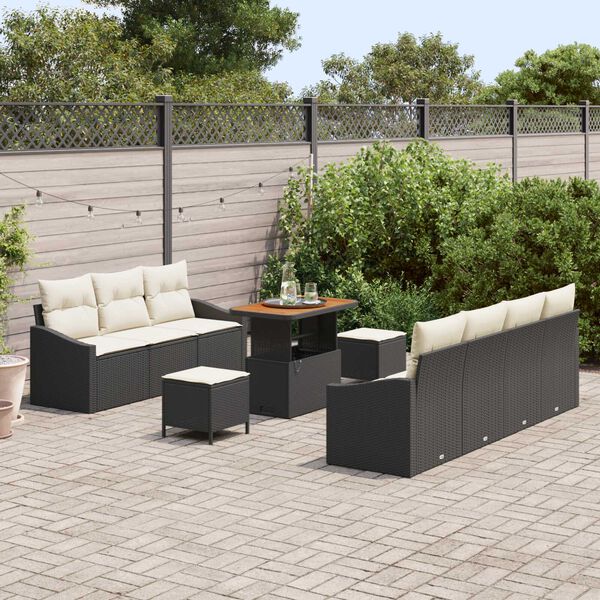 vidaXL Set de canapele pentru grădină 10 pcs Negru Rattan poli