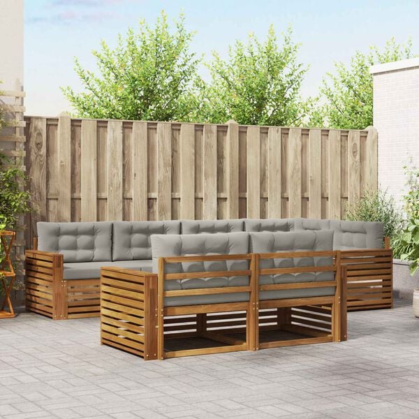 vidaXL Set de canapele de exterior 7 pcs Gri natural și deschis